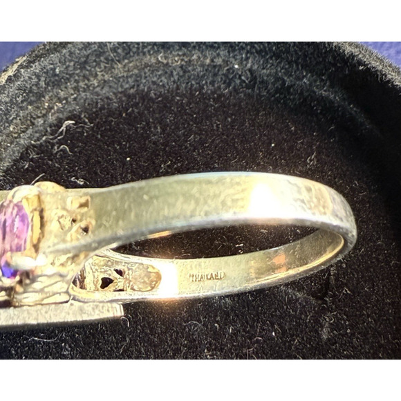 Vintage Sterling Silver Amethyst Ring CNA Thailand Size 10 Five Stone Band - Picture 4 of 11